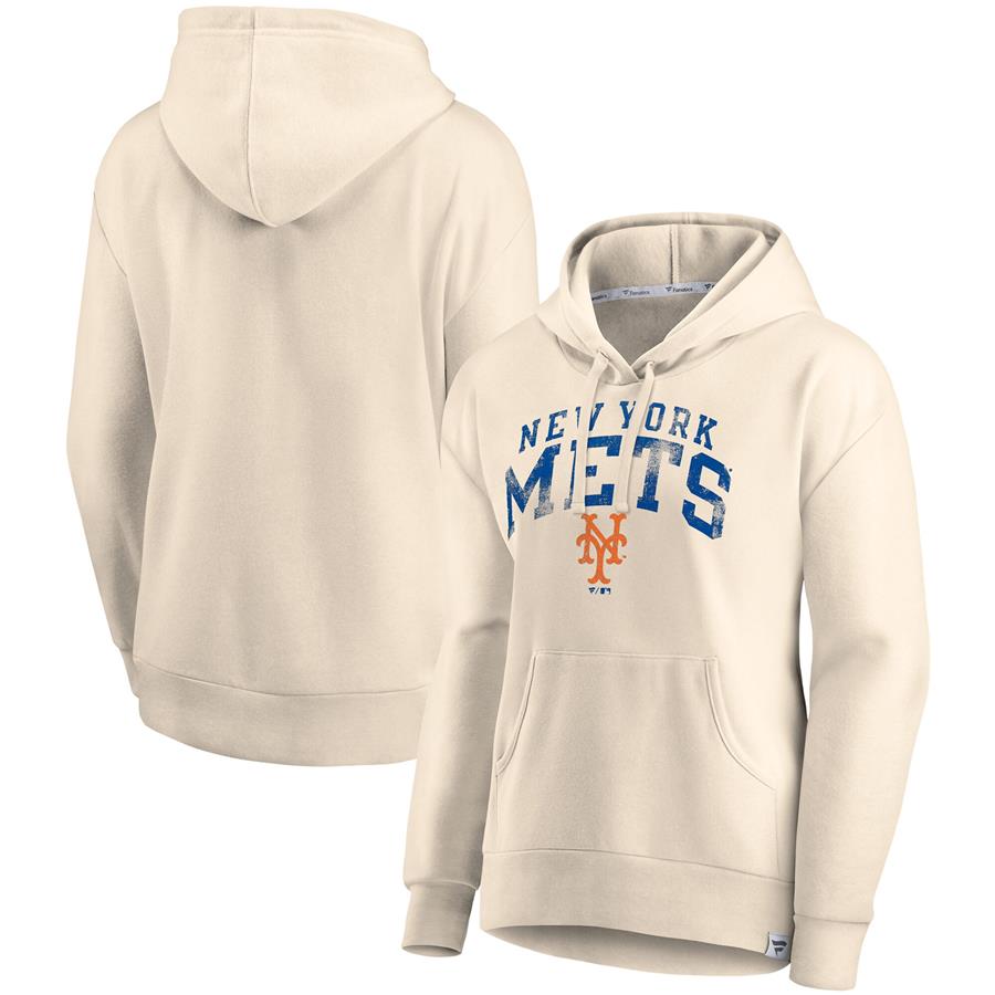 New York Mets Fanatics Branded Women's Spring Jump Pullover Hoodie - Oatmeal