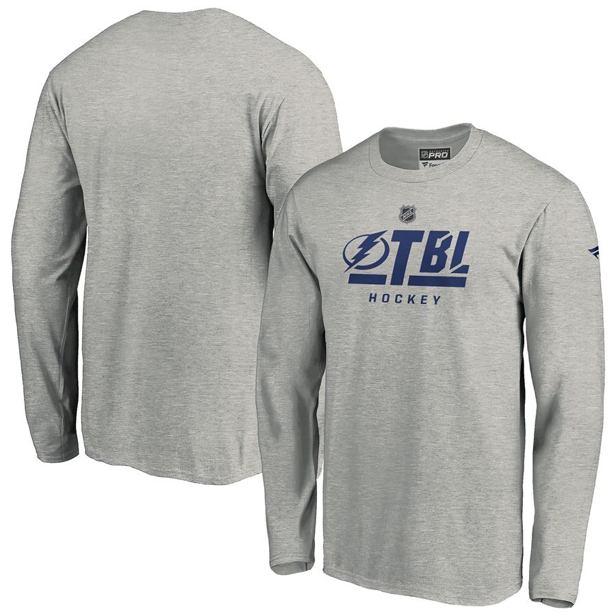 Tampa Bay Lightning Fanatics Branded Authentic Pro Secondary Logo Long Sleeve T-Shirt - Heathered Gray
