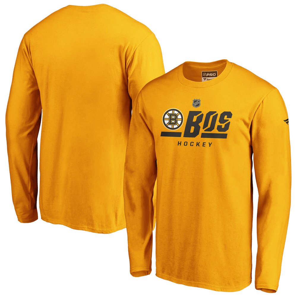 Boston Bruins Fanatics Branded Authentic Pro Secondary Logo Long Sleeve T-Shirt - Gold