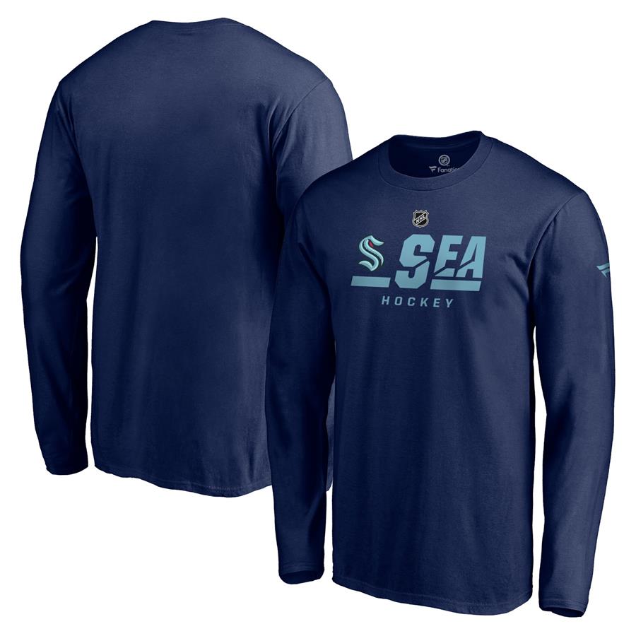 Seattle Kraken Fanatics Branded Authentic Pro Secondary Logo Long Sleeve T-Shirt - Navy