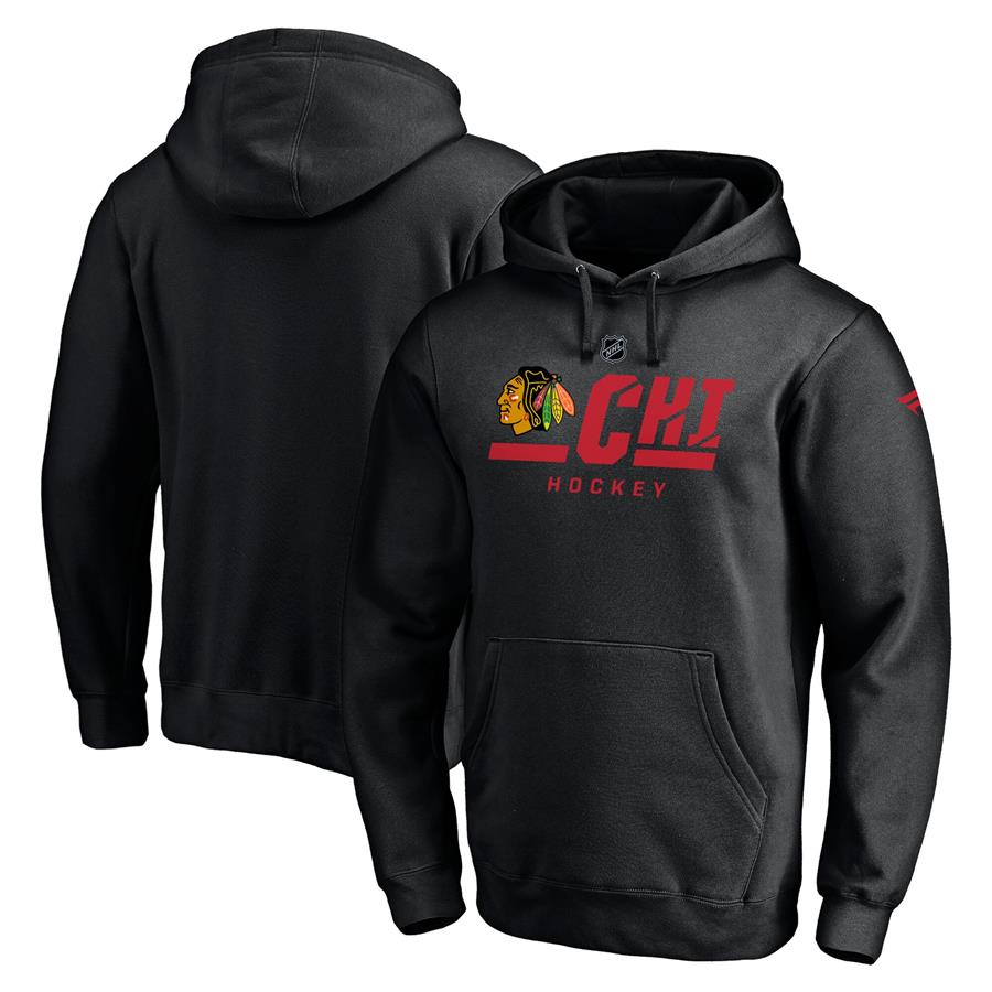Chicago Blackhawks Fanatics Branded Authentic Pro Secondary Logo Pullover Hoodie - Black