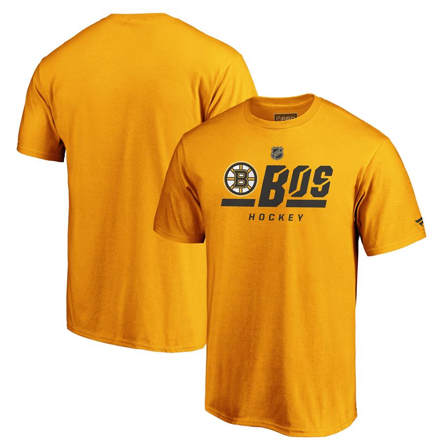 Boston Bruins Fanatics Branded Authentic Pro Core Secondary Logo T-Shirt - Gold