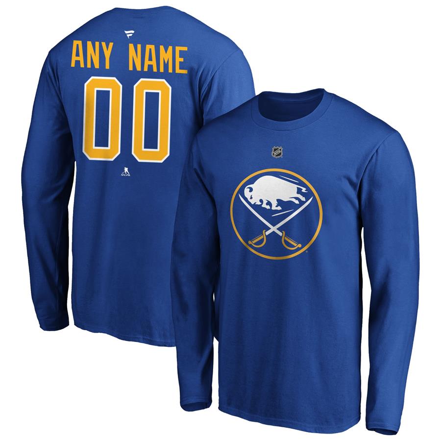 Buffalo Sabres Fanatics Branded Authentic Personalized Long Sleeve T-Shirt - Royal