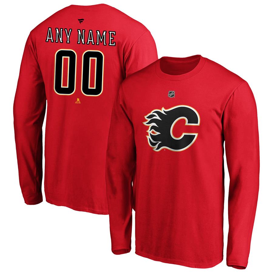 Calgary Flames Fanatics Branded Authentic Personalized Long Sleeve T-Shirt - Red