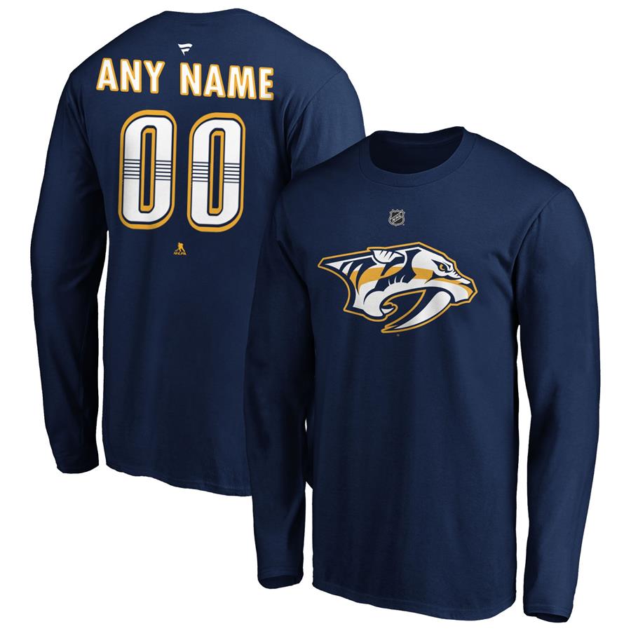 Nashville Predators Fanatics Branded Authentic Personalized Long Sleeve T-Shirt - Navy