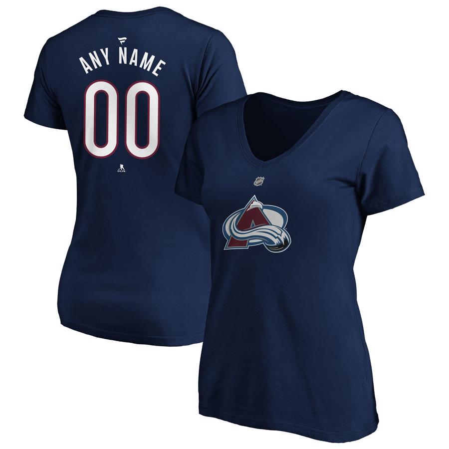 Colorado Avalanche Fanatics Branded Women's Authentic Personalized Name & Number V-Neck T-Shirt - Navy