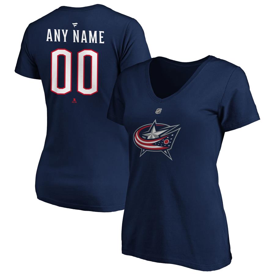 Columbus Blue Jackets Fanatics Branded Women's Authentic Personalized Name & Number V-Neck T-Shirt - Navy