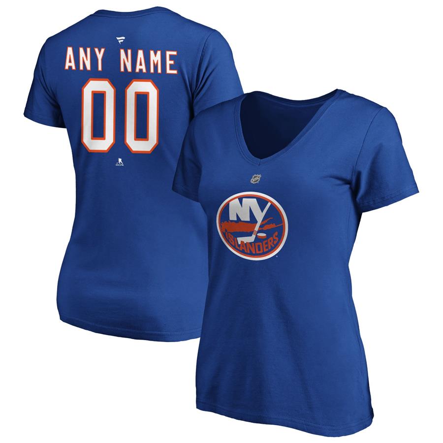 New York Islanders Fanatics Branded Women's Authentic Personalized V-Neck T-Shirt - Royal