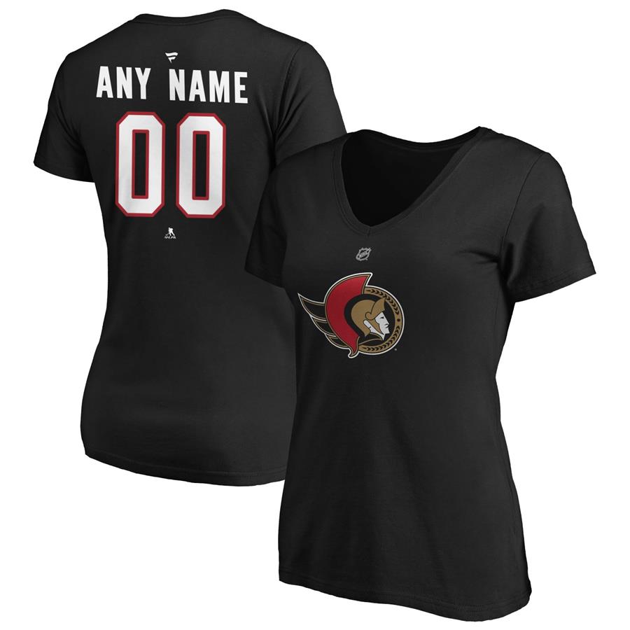 Ottawa Senators Fanatics Branded Women's Authentic Personalized V-Neck T-Shirt - Black