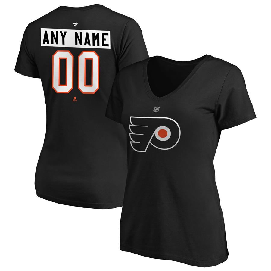 Philadelphia Flyers Fanatics Branded Women's Authentic Personalized V-Neck T-Shirt - Black