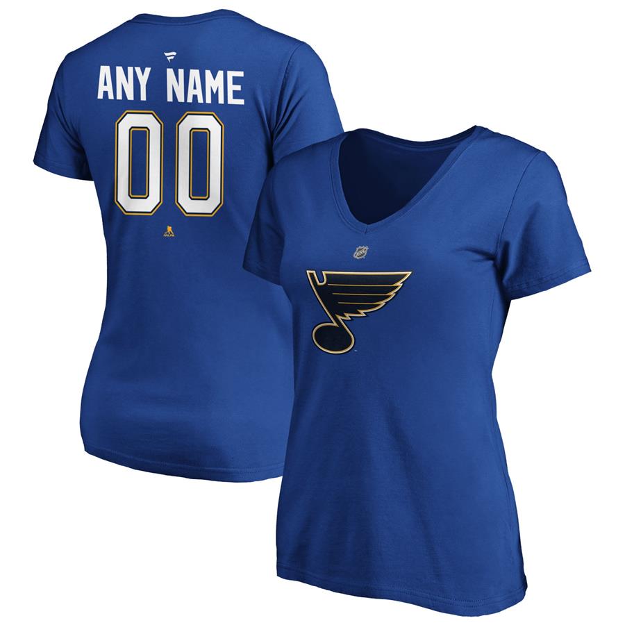 St. Louis Blues Fanatics Branded Women's Authentic Personalized V-Neck T-Shirt - Blue