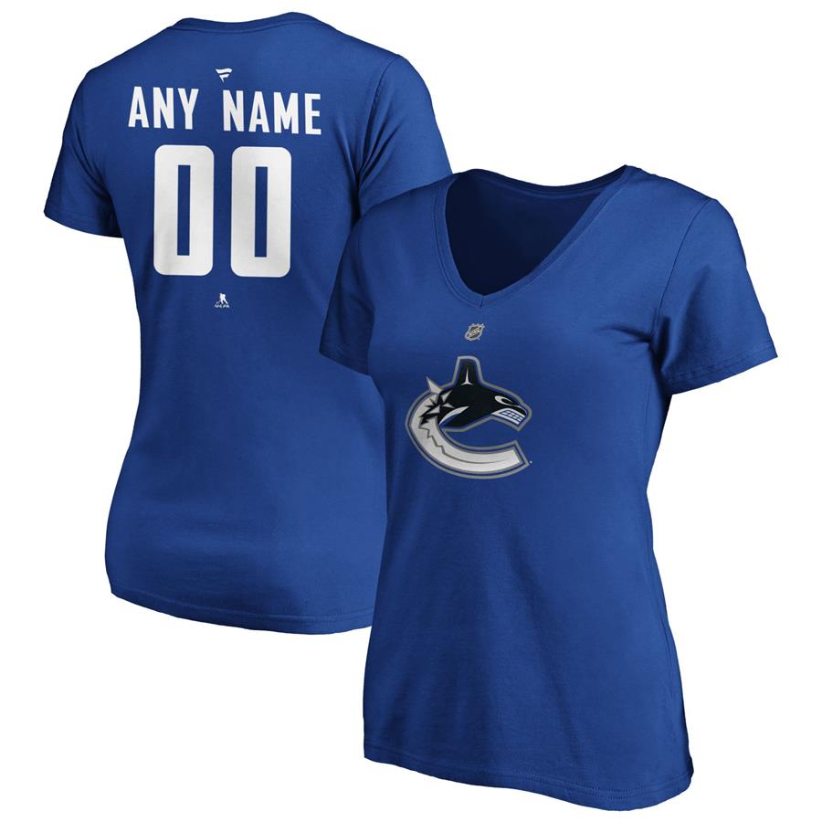 Vancouver Canucks Fanatics Branded Women's Authentic Personalized V-Neck T-Shirt - Blue