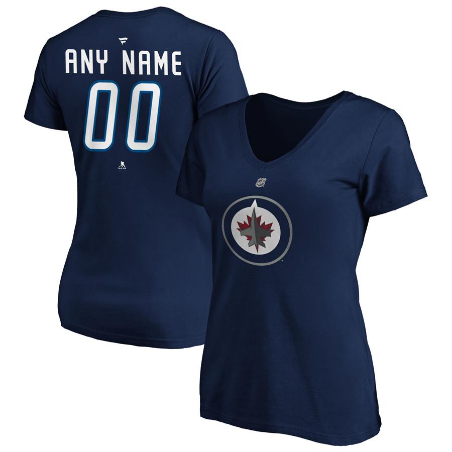 Winnipeg Jets Fanatics Branded Women's Authentic Personalized Name & Number V-Neck T-Shirt - Navy