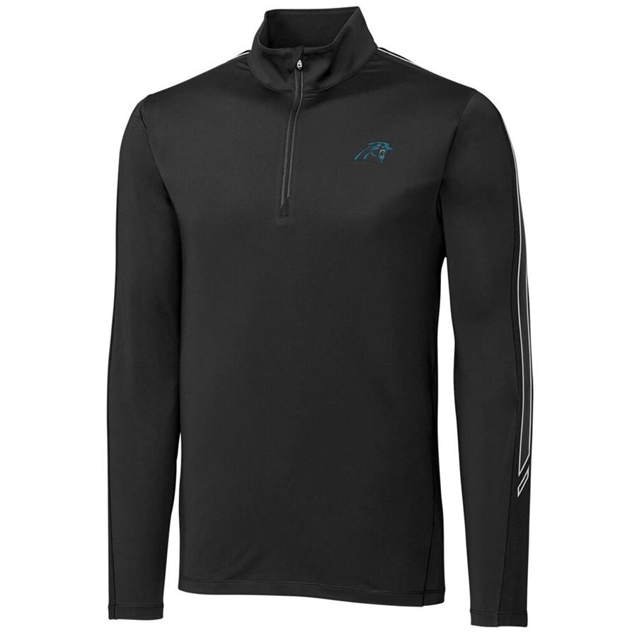 Carolina Panthers Cutter & Buck Pennant Sport Quarter-Zip Pullover Jacket - Black