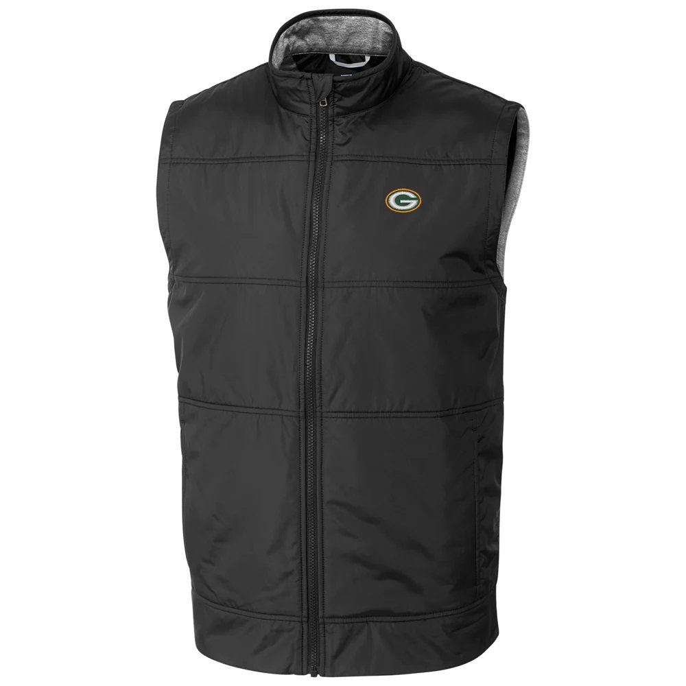 Green Bay Packers Cutter & Buck Stealth Full-Zip Vest - Black