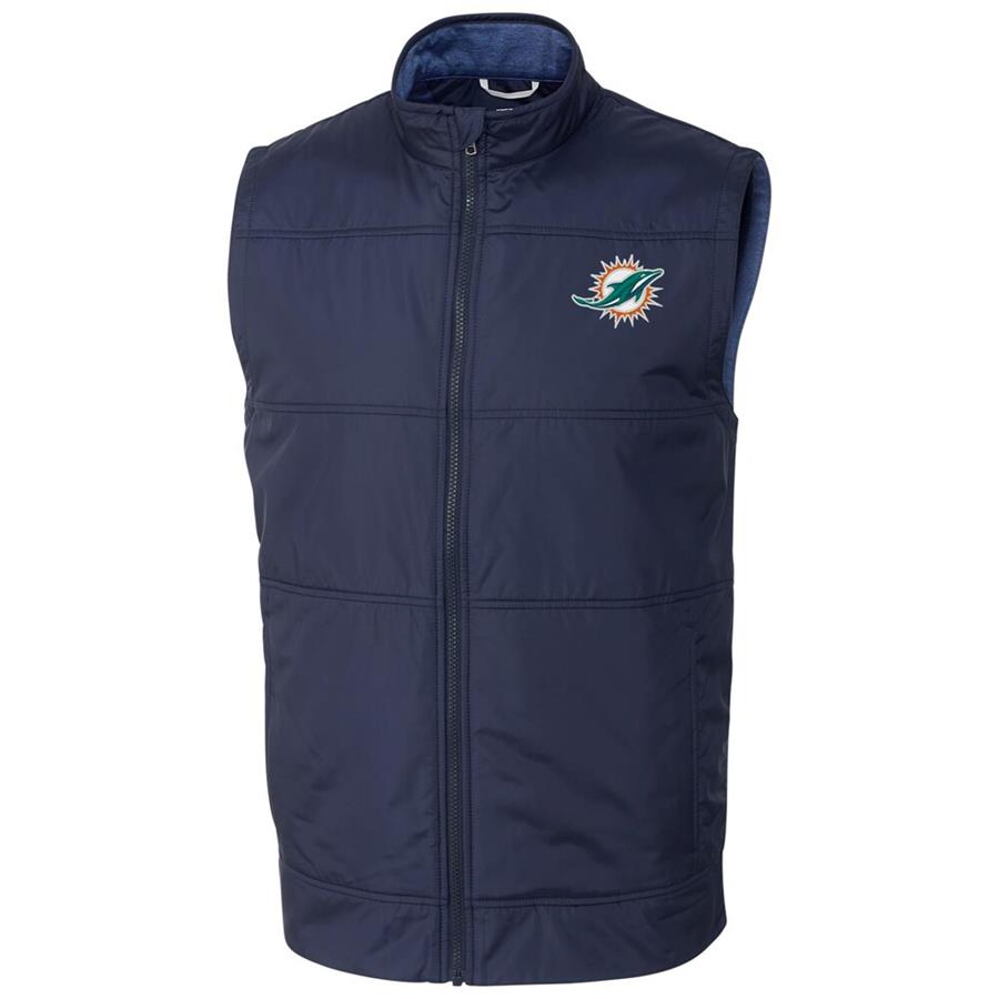 Miami Dolphins Cutter & Buck Stealth Full-Zip Vest - Navy