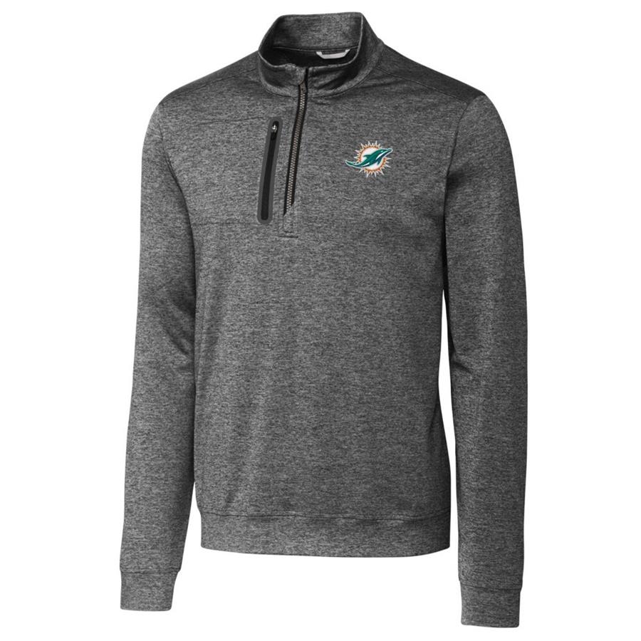 Miami Dolphins Cutter & Buck Stealth Quarter-Zip Jacket - Gray