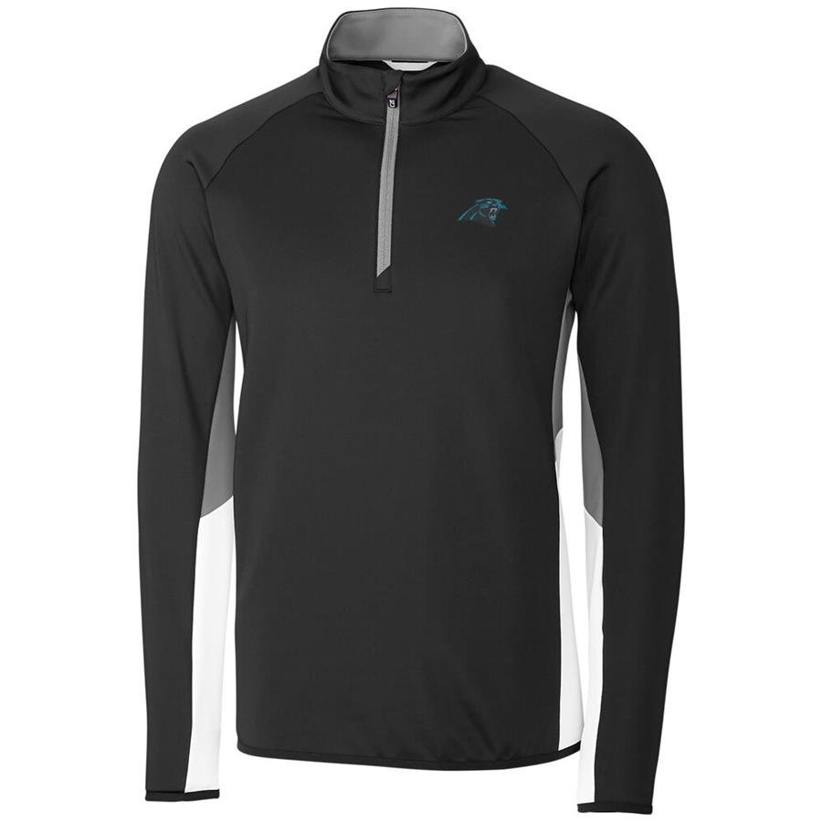 Carolina Panthers Cutter & Buck Traverse Colorblock Quarter-Zip Pullover Jacket - Black