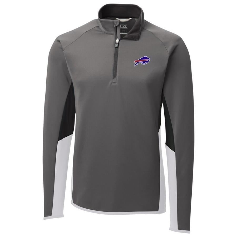Buffalo Bills Cutter & Buck Traverse Colorblock Quarter-Zip Pullover Jacket - Gray