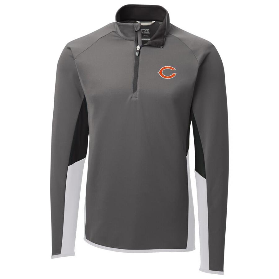 Chicago Bears Cutter & Buck Traverse Colorblock Quarter-Zip Pullover Jacket - Gray