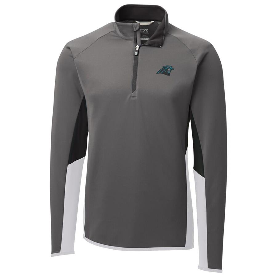 Carolina Panthers Cutter & Buck Traverse Colorblock Quarter-Zip Pullover Jacket - Gray