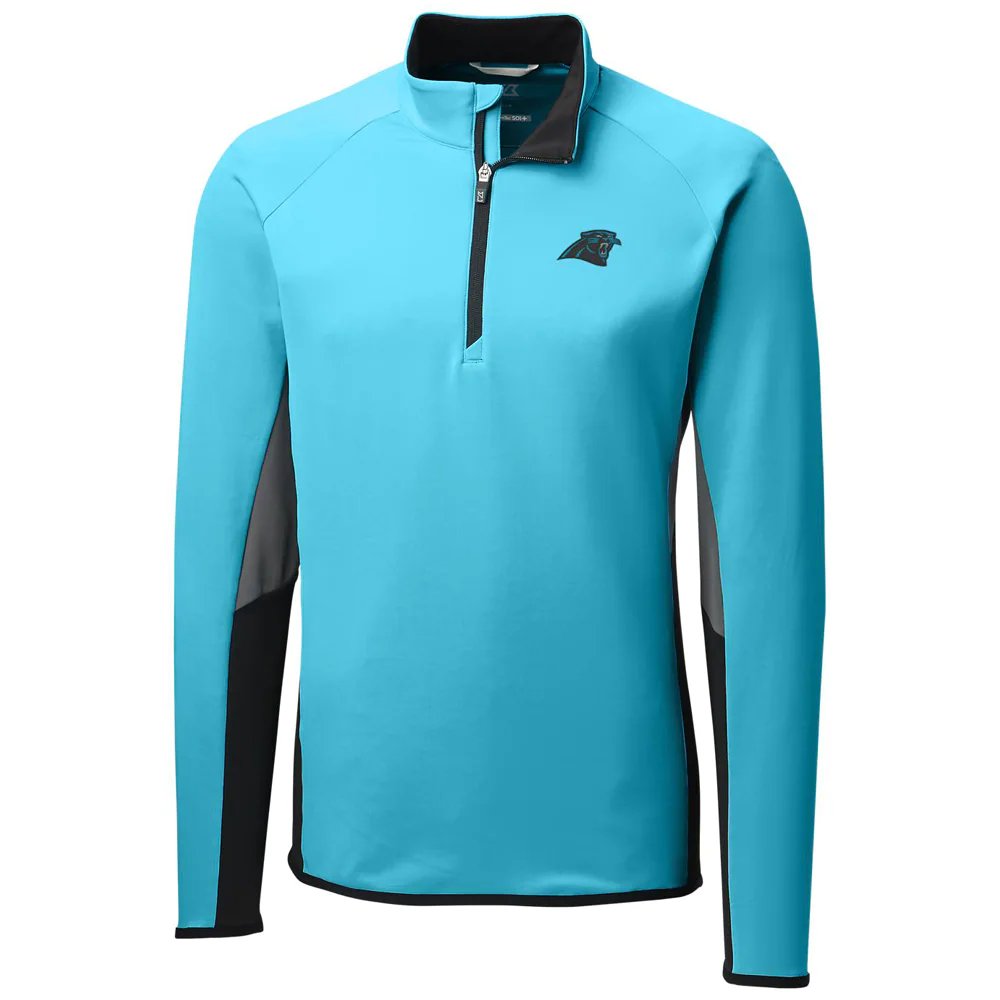 Carolina Panthers Cutter & Buck Traverse Colorblock Quarter-Zip Pullover Jacket - Blue