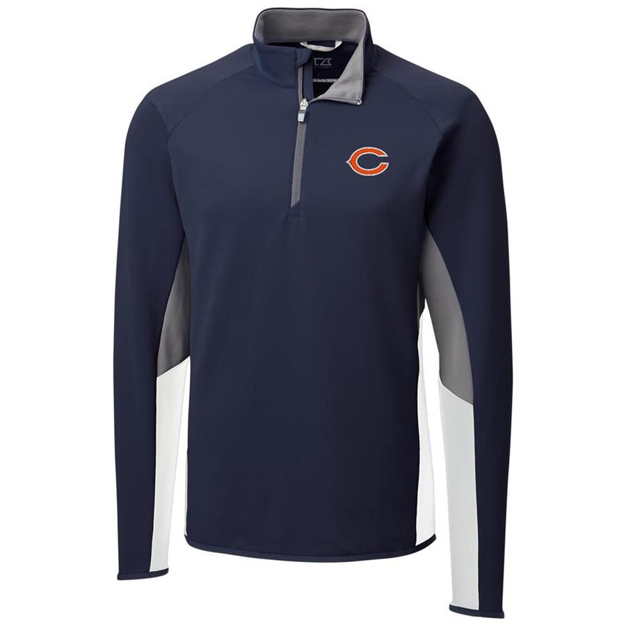 Chicago Bears Cutter & Buck Traverse Colorblock Quarter-Zip Pullover Jacket - Navy
