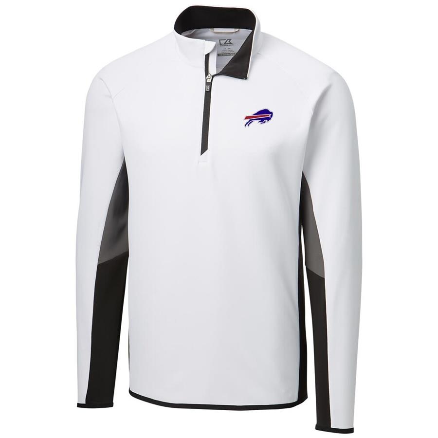 Buffalo Bills Cutter & Buck Traverse Colorblock Quarter-Zip Pullover Jacket - White