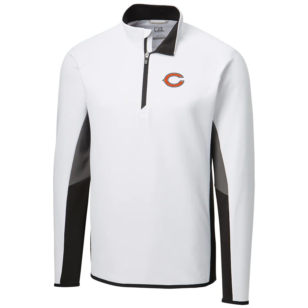 Chicago Bears Cutter & Buck Traverse Colorblock Quarter-Zip Pullover Jacket - White