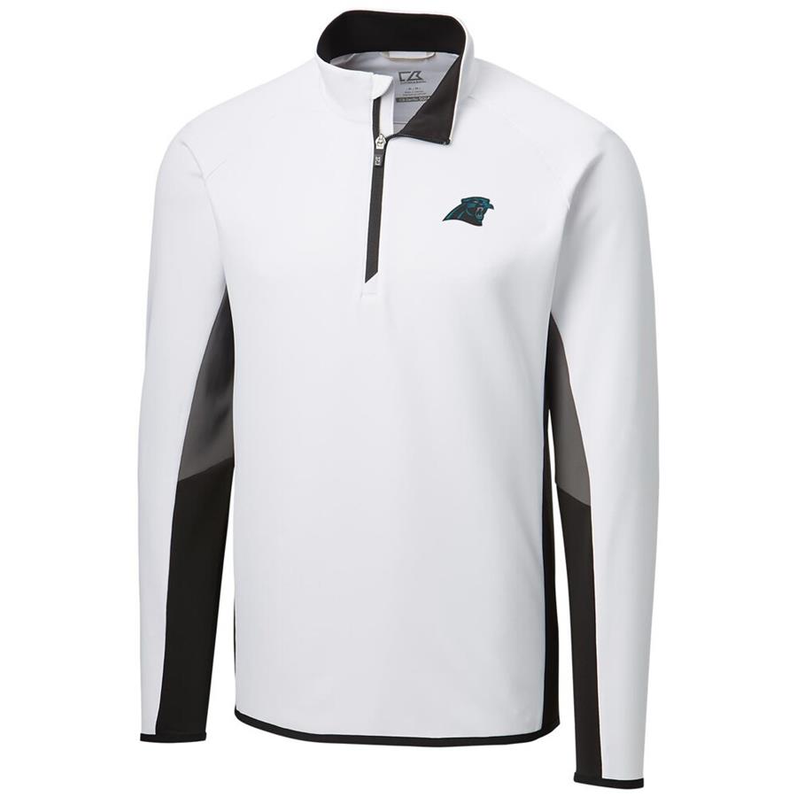 Carolina Panthers Cutter & Buck Traverse Colorblock Quarter-Zip Pullover Jacket - White