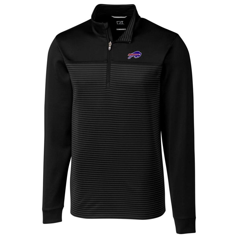 Buffalo Bills Cutter & Buck Traverse Stripe Quarter-Zip Pullover Jacket - Black