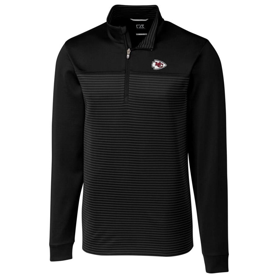 Kansas City Chiefs Cutter & Buck Traverse Stripe Quarter-Zip Pullover Jacket - Black