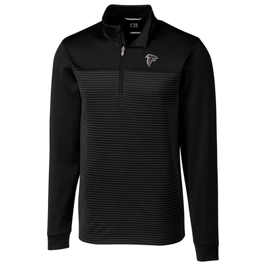 Atlanta Falcons Cutter & Buck Traverse Stripe Quarter-Zip Pullover Jacket - Black