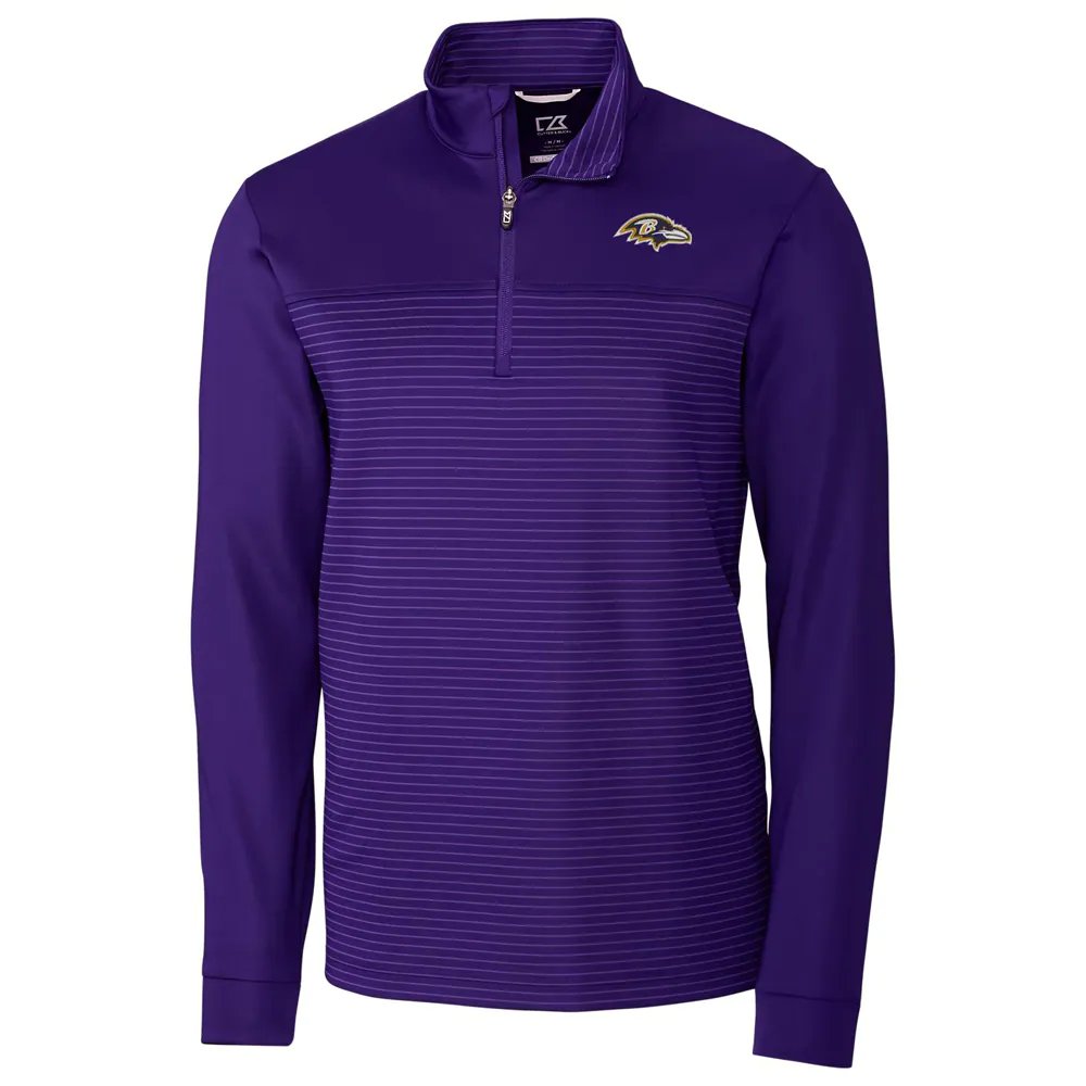 Baltimore Ravens Cutter & Buck Traverse Stripe Quarter-Zip Pullover Jacket - Purple
