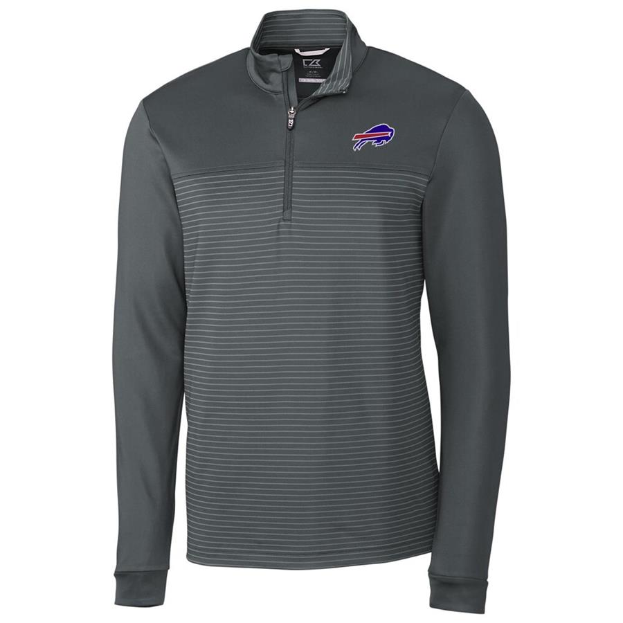Buffalo Bills Cutter & Buck Traverse Stripe Quarter-Zip Pullover Jacket - Gray