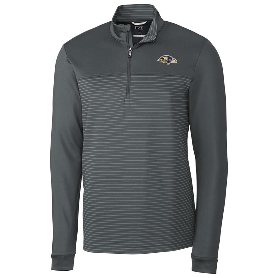 Baltimore Ravens Cutter & Buck Traverse Stripe Quarter-Zip Pullover Jacket - Gray
