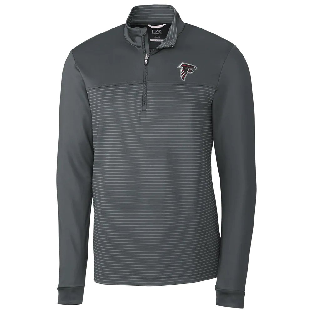 Atlanta Falcons Cutter & Buck Traverse Stripe Quarter-Zip Pullover Jacket - Gray