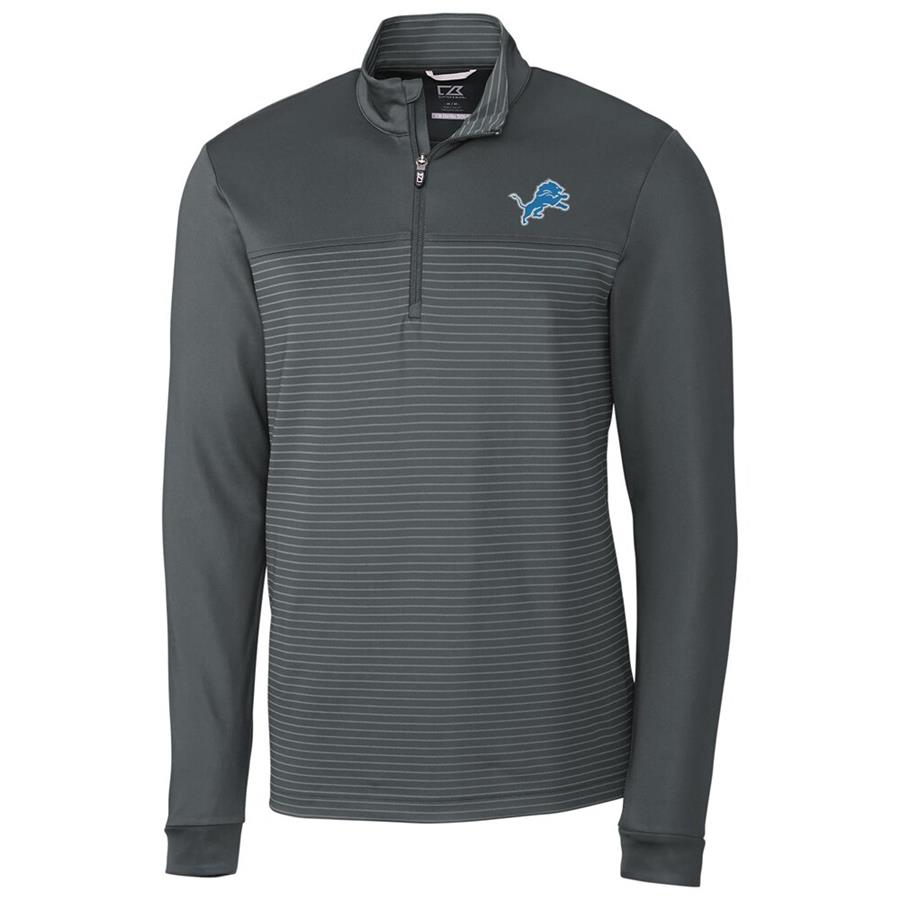 Кофта с короткой молнией Detroit Lions Cutter & Buck Traverse Stripe (серый)