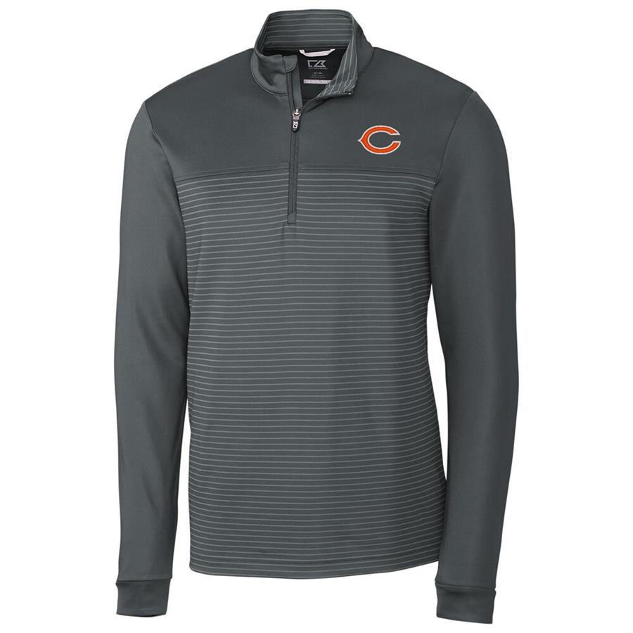 Chicago Bears Cutter & Buck Traverse Stripe Quarter-Zip Pullover Jacket - Gray