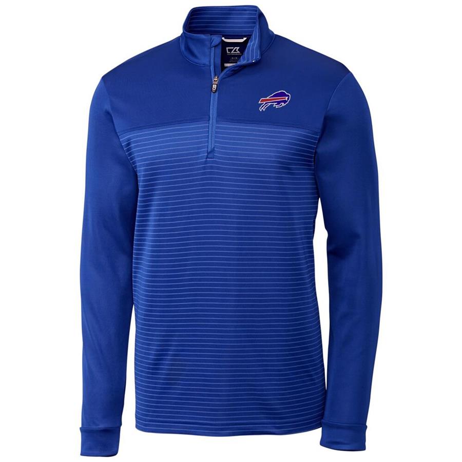 Buffalo Bills Cutter & Buck Traverse Stripe Quarter-Zip Pullover Jacket - Royal