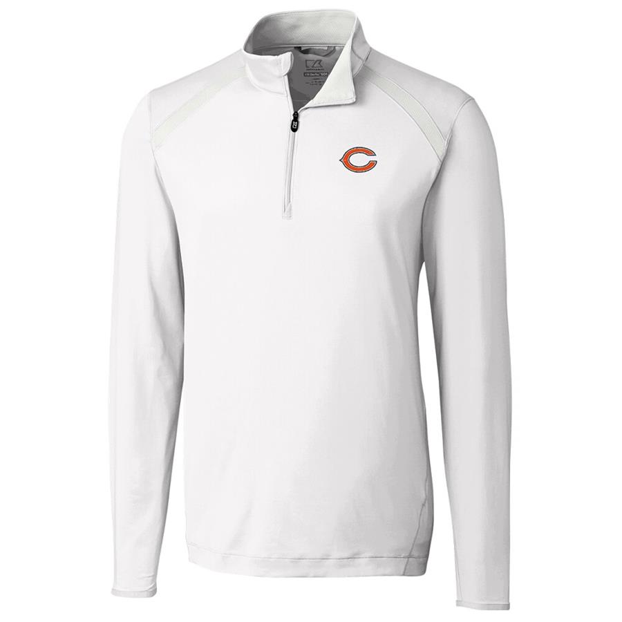 Chicago Bears Cutter & Buck Williams Quarter-Zip Pullover Jacket - White