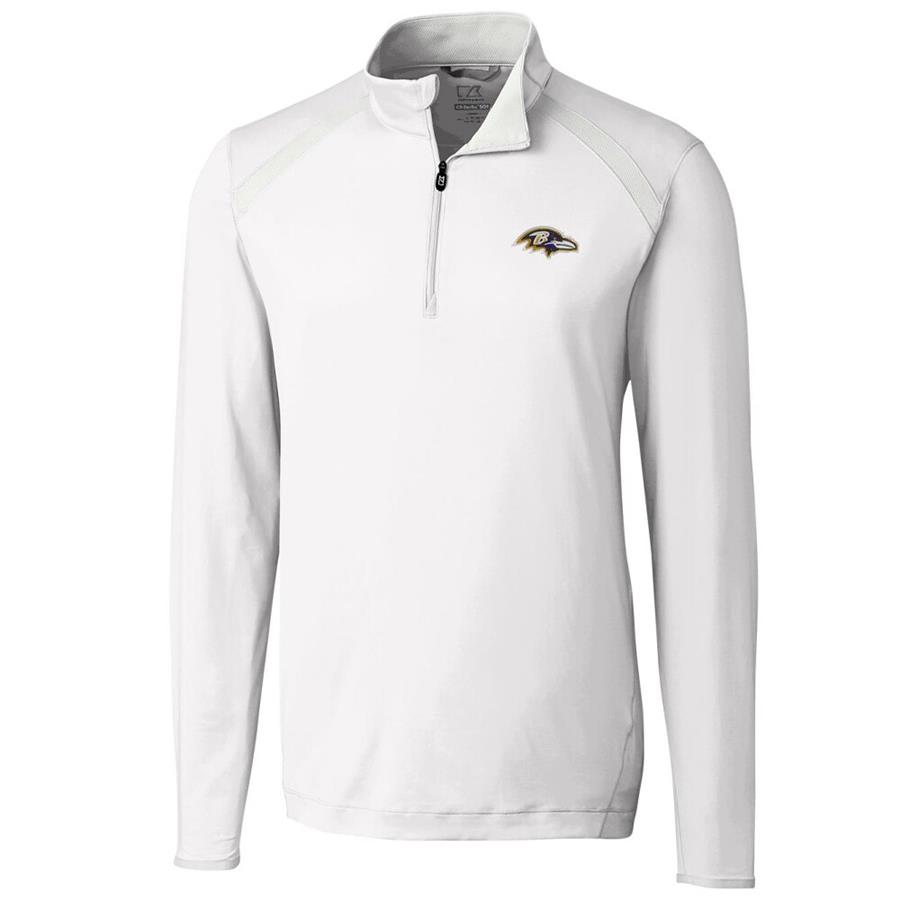 Baltimore Ravens Cutter & Buck Williams Quarter-Zip Pullover Jacket - White