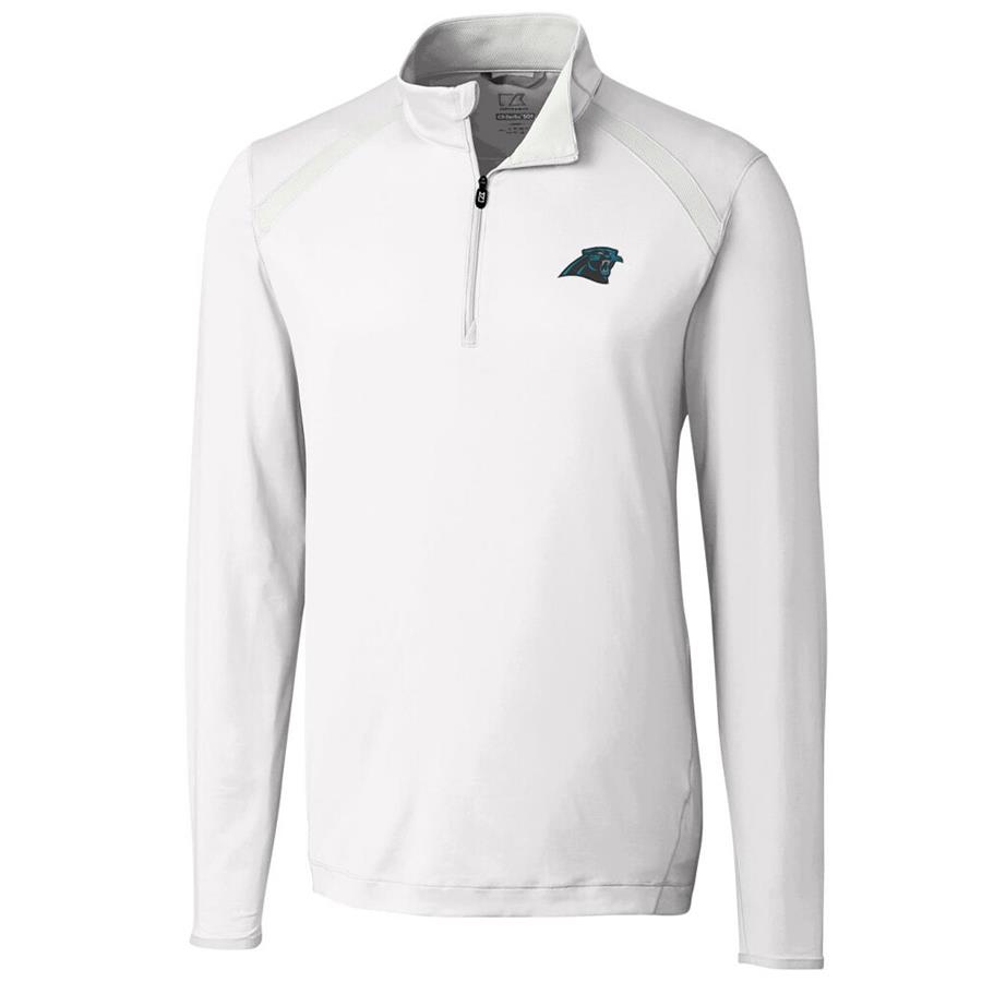 Carolina Panthers Cutter & Buck Williams Quarter-Zip Pullover Jacket - White