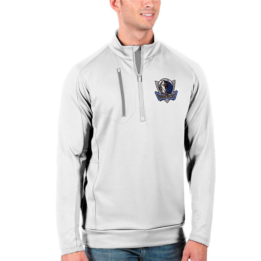Dallas Mavericks Antigua Generation Quarter-Zip Pullover Jacket - White