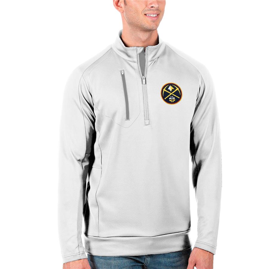 Denver Nuggets Antigua Generation Quarter-Zip Pullover Jacket - White