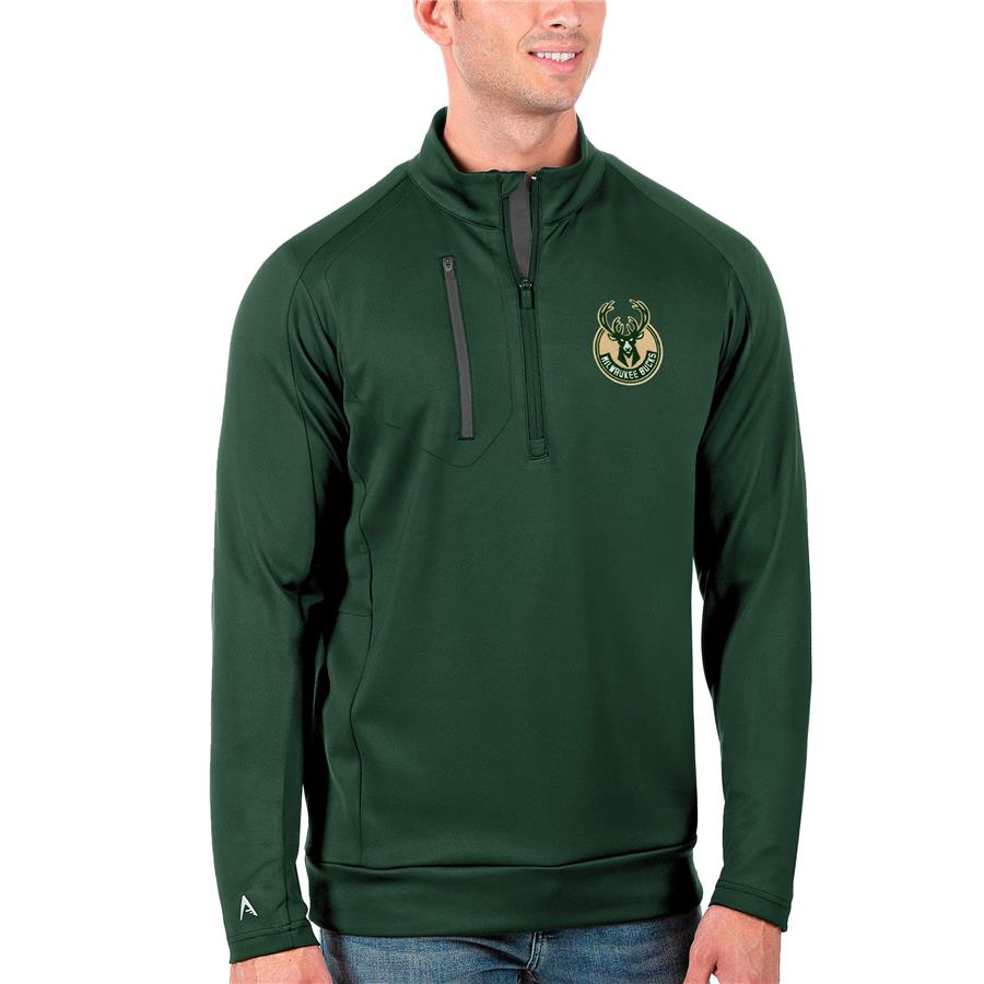 Milwaukee Bucks Antigua Generation Quarter-Zip Pullover Jacket - Green
