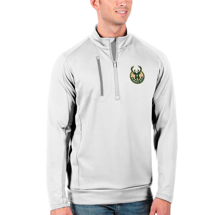 Milwaukee Bucks Antigua Generation Quarter-Zip Pullover Jacket - White