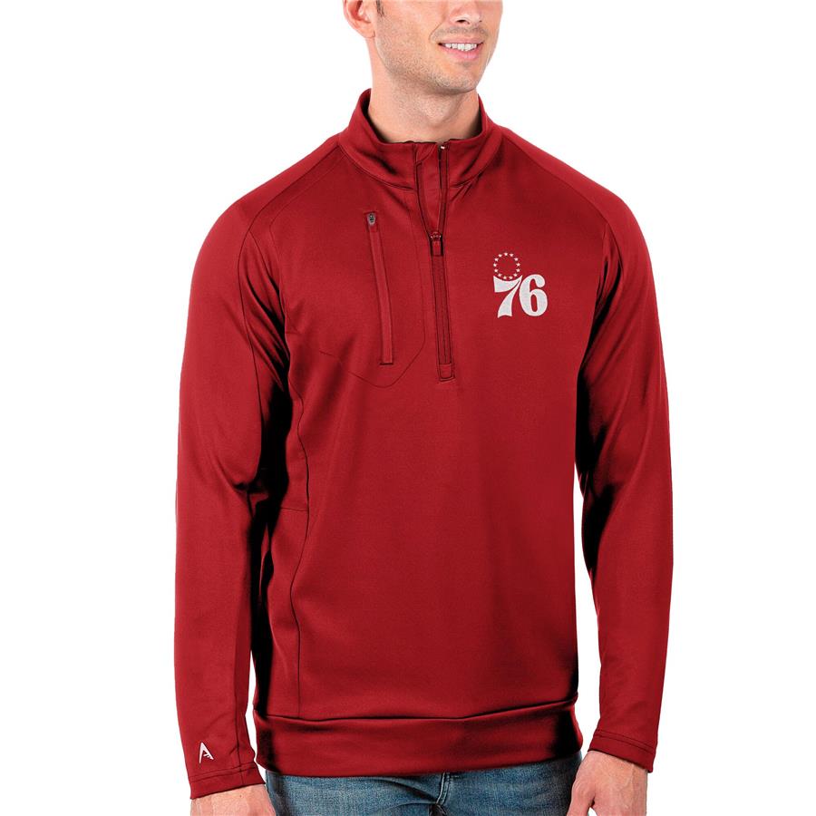 Philadelphia 76ers Antigua Generation Quarter-Zip Pullover Jacket - Red