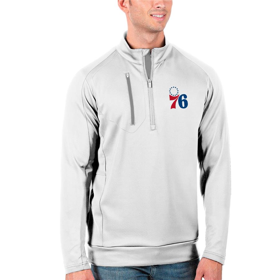 Philadelphia 76ers Antigua Generation Quarter-Zip Pullover Jacket - White