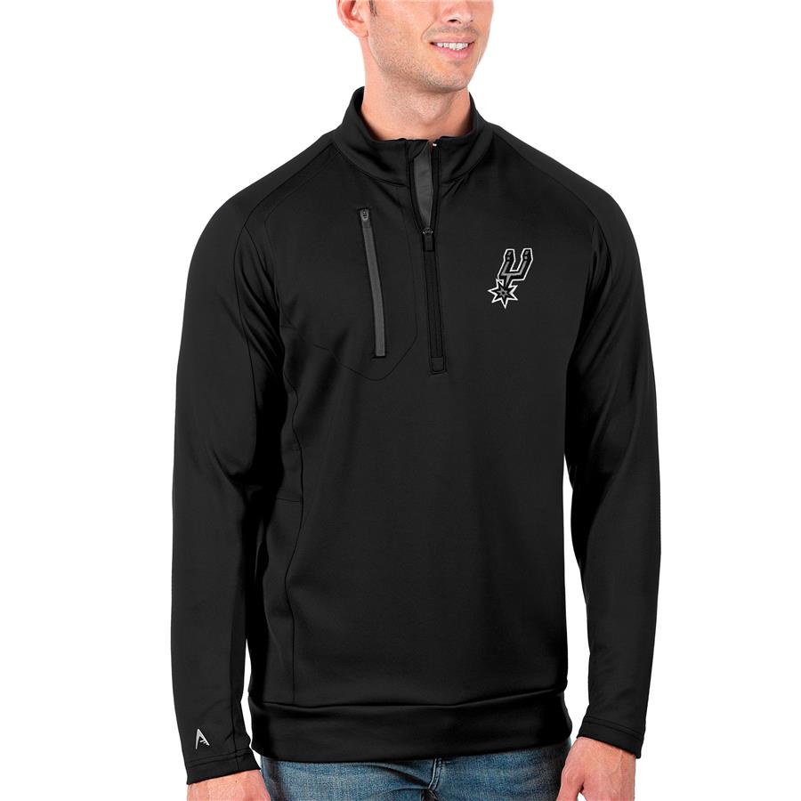 San Antonio Spurs Antigua Generation Quarter-Zip Pullover Jacket - Black